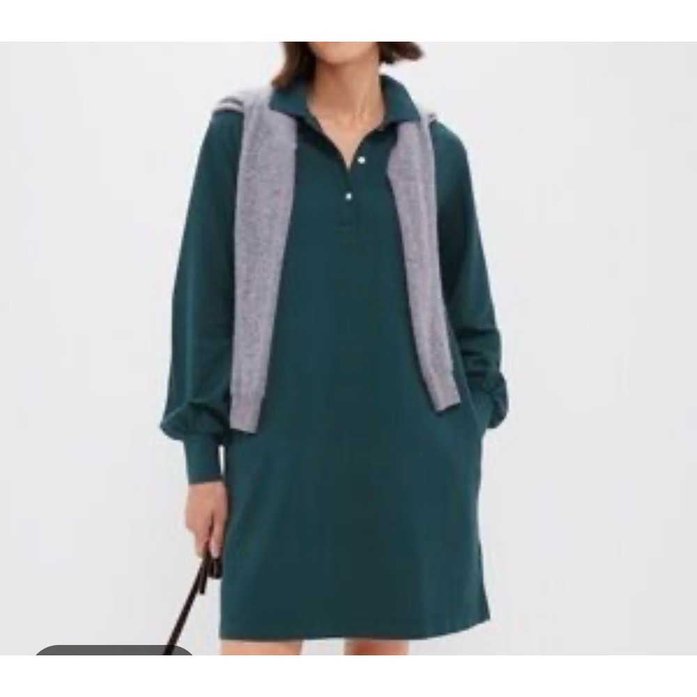 Tuckernuck June Bug Green Cotton Pique Long Sleeve Polo Mini‎ Dress XL NEW